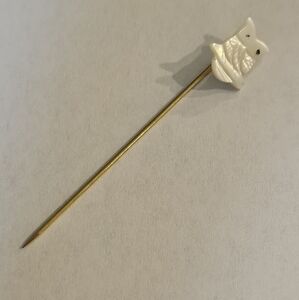 Mother of pearl MOP Owl stick pin Vintage